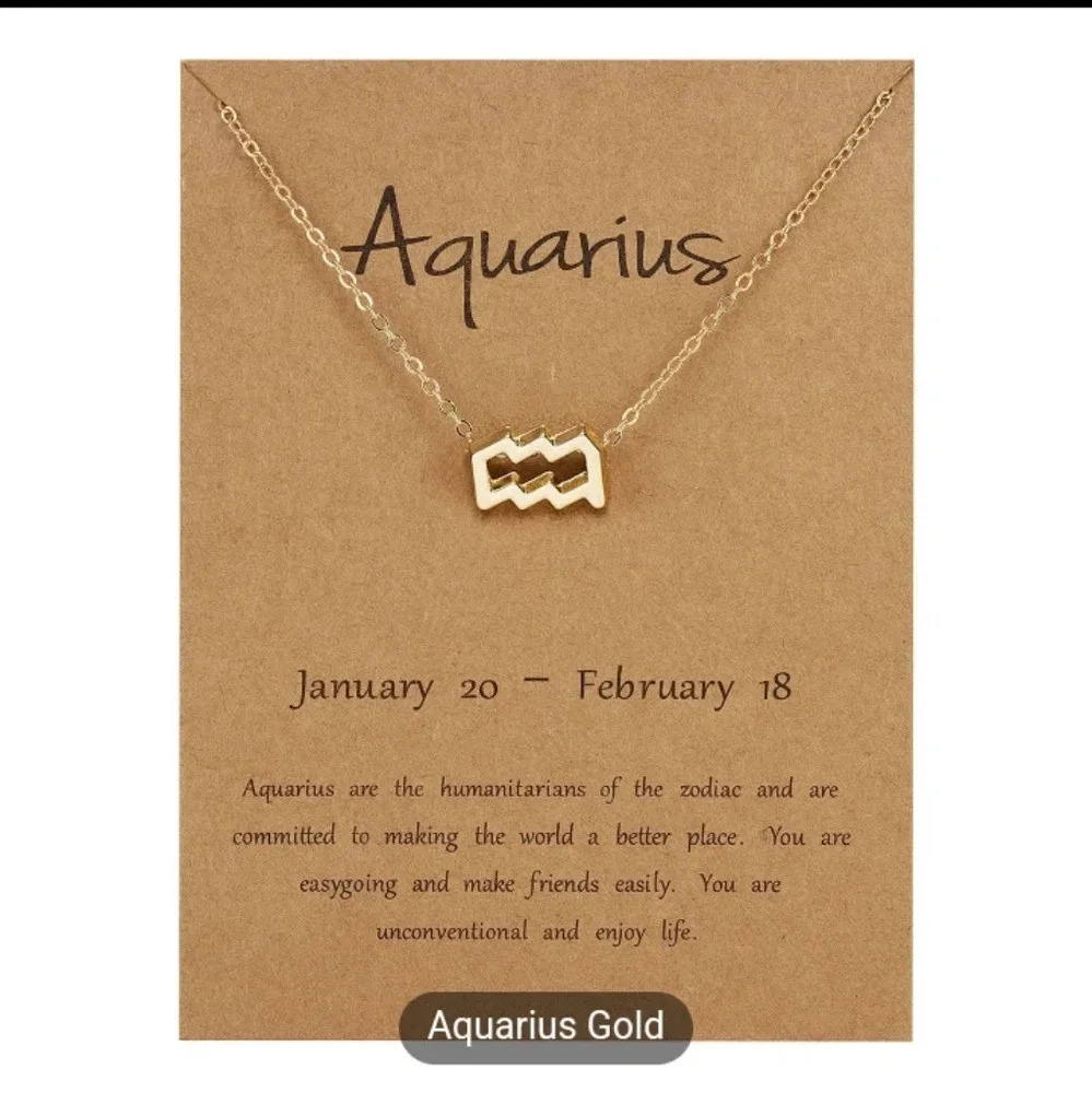 New Aquarius necklace gold tone Aquarius necklace fashion jewelry zodiac jewelry